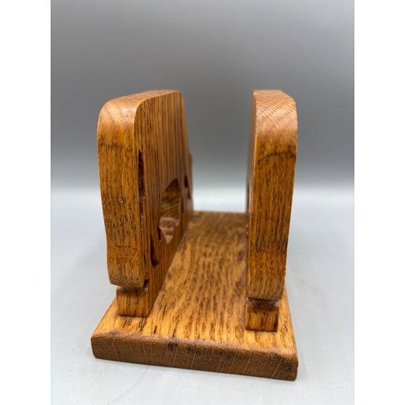 Handcrafted Oak Wooden Cow Horse Napkin Holder - Picture 4 of 7
